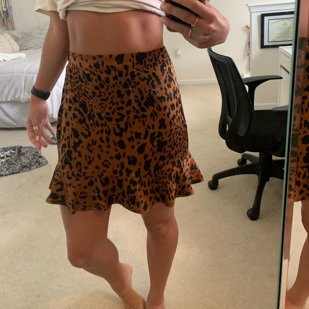 Cheetah print silk skirt